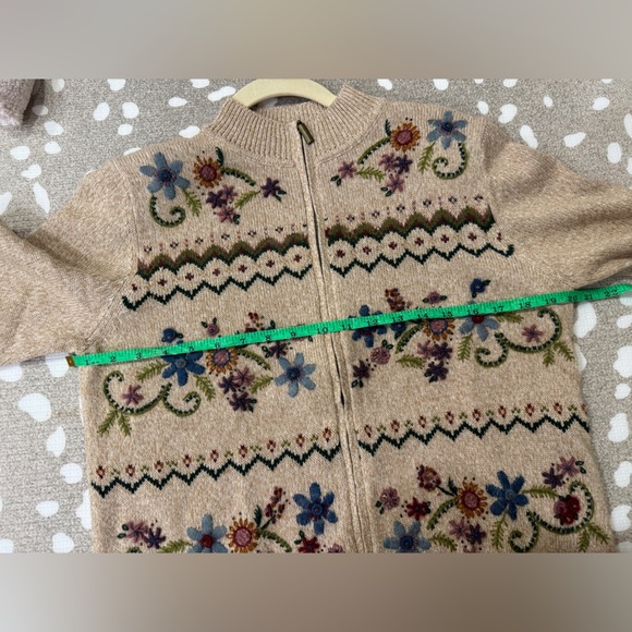 Vintage 90s Alfred Dunner Saratoga Springs Floral Embroidered Zip Sweater ramie - Picture 10 of 12